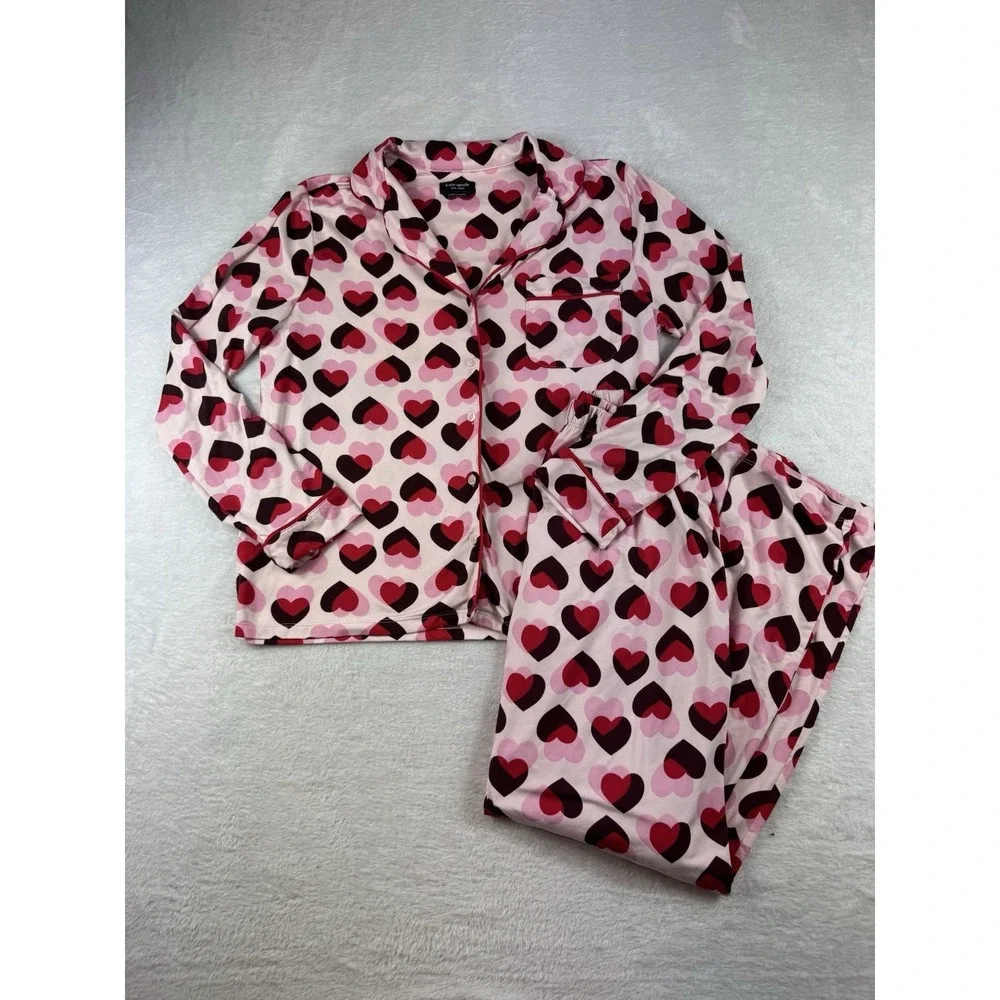 Kate Spade New York Sleep PJ‎ Pajama Set Sizer Small Hearts Prints C089 -6